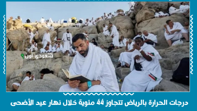 درجات الحرارة بالرياض تتجاوز 44 مئوية خلال نهار عيد الأضحى