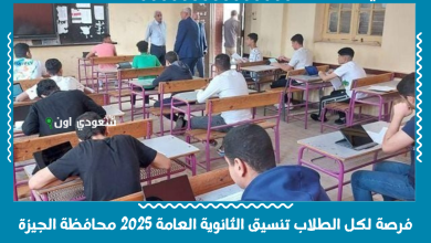 فرصة لكل الطلاب تنسيق الثانوية العامة 2025 محافظة الجيزة