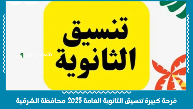 فرحة كبيرة تنسيق الثانوية العامة 2025 محافظة الشرقية