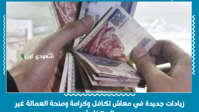زيادات جديدة في معاش تكافل وكرامة ومنحة العمالة غير المنتظمة