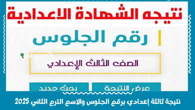 نتيجة ثالثة إعدادي برقم الجلوس والاسم الترم الثاني 2025