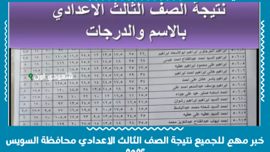 خبر مهم للجميع نتيجة الصف الثالث الاعدادي محافظة السويس 2025