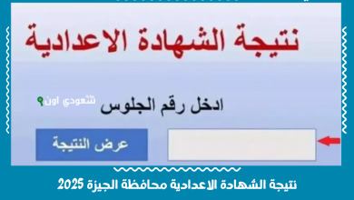 نتيجة الشهادة الاعدادية محافظة الجيزة 2025