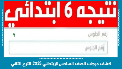 كشف درجات الصف السادس الابتدائي 2025 الترم الثاني