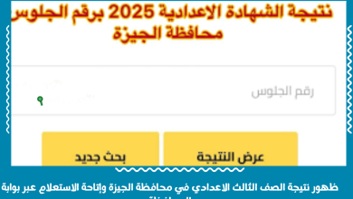 ظهور نتيجة الصف الثالث الاعدادي في محافظة الجيزة وإتاحة الاستعلام عبر بوابة المحافظة
