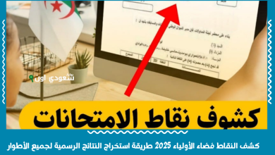كشف النقاط فضاء الأولياء 2025 طريقة استخراج النتائج الرسمية لجميع الأطوار