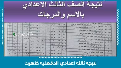 نتيجه ثالثه اعدادي الدقهليه ظهرت