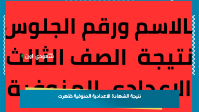 نتيجة الشهادة الاعدادية المنوفية ظهرت