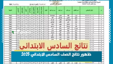 ظهور نتائج الصف السادس الابتدائي 2025