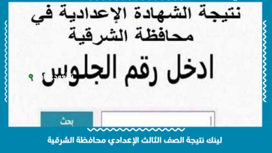 لينك نتيجة الصف الثالث الإعدادي محافظة الشرقية
