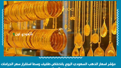 مؤشر اسعار الذهب السعودى اليوم بانخفاض طفيف وسط استقرار سعر الجرامات فى الصباح