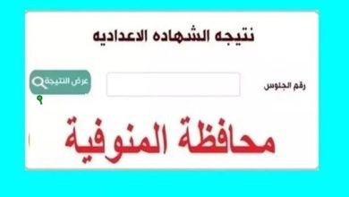 محافظة المنوفية تعلن نتيجة الشهادة الاعدادية بعد اعتمادها