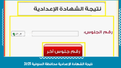 نتيجة الشهادة الاعدادية محافظة المنوفية 2025
