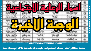 منصة مظلتي تعلن أسماء المشمولين بالرعاية الاجتماعية 2025 الوجبة الأخيرة