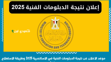 موعد الاعلان عن نتيجة الدبلومات الفنية في الاسكندرية 2025 وطريقة الاستعلام عنها