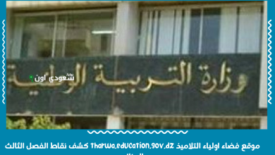 موقع فضاء اولياء التلاميذ tharwa.education.gov.dz كشف نقاط الفصل الثالث الجزائر
