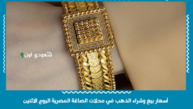 أسعار بيع وشراء الذهب في محلات الصاغة المصرية اليوم الاثنين