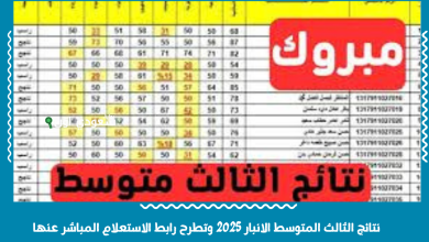 نتائج الثالث المتوسط الانبار 2025 وتطرح رابط الاستعلام المباشر عنها