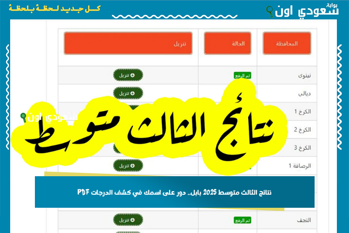 رسمياً ظهرت نتائج الثالث متوسط 2025 الدور الاول كل العراق شوف اسمك في كشف الدرجات PDF واعرف درجاتك ونتيجتك