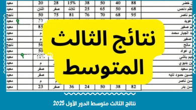 نتائج الثالث متوسط الدور الأول 2025