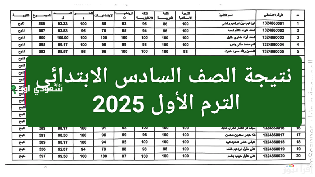 نتائج الصف السادس الابتدائي وتعلن طرحها للاستعلام بالاسم والرقم الامتحاني عبر موقع وزارة التربية العراقية