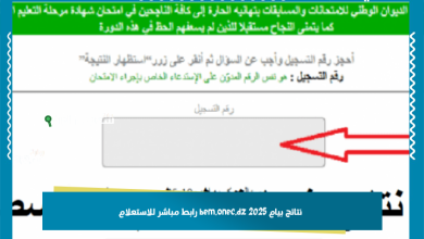 نتائج بيام 2025 bem.onec.dz رابط مباشر للاستعلام
