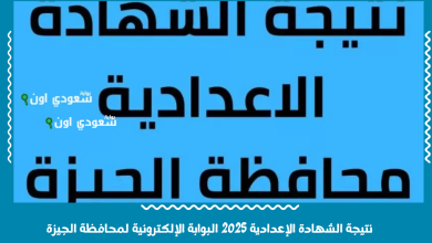 نتيجة الشهادة الإعدادية 2025 البوابة الإلكترونية لمحافظة الجيزة