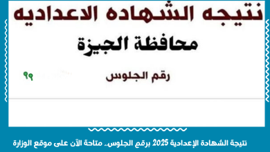 نتيجة الشهادة الإعدادية 2025 برقم الجلوس.. متاحة الآن على موقع الوزارة