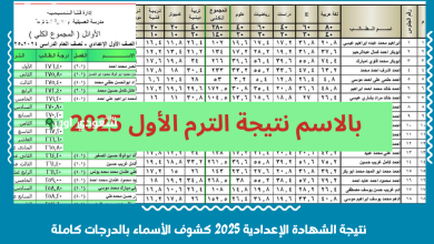 نتيجة الشهادة الإعدادية 2025 كشوف الأسماء بالدرجات كاملة