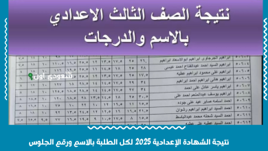 نتيجة الشهادة الإعدادية 2025 لكل الطلبة بالاسم ورقم الجلوس