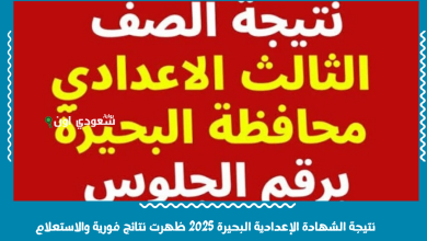 نتيجة الشهادة الإعدادية البحيرة 2025 ظهرت نتائج فورية والاستعلام