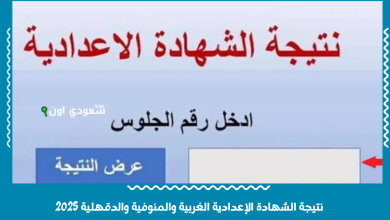 نتيجة الشهادة الإعدادية الغربية والمنوفية والدقهلية 2025