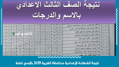 نتيجة الشهادة الإعدادية محافظة الغربية 2025 بالاسم فقط من موقع الوزارة الرسمي