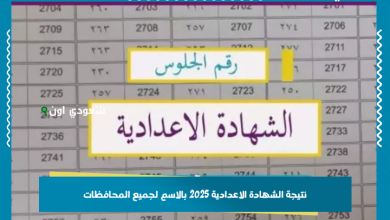 نتيجة الشهادة الاعدادية 2025 بالاسم لجميع المحافظات