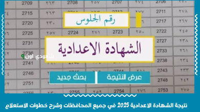 نتيجة الشهادة الاعدادية 2025 في جميع المحافظات وشرح خطوات الاستعلام