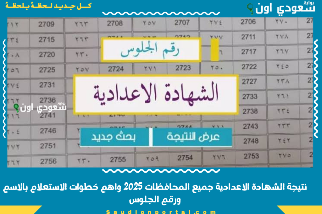 نتيجه تالته 3 اعدادى ترم ثاني.. نتيجة الشهادة الاعدادية جميع المحافظات 2025 واهم خطوات الاستعلام بالاسم ورقم الجلوس