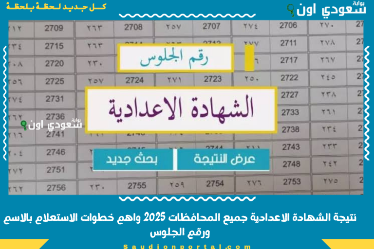 نتيجة الشهادة الاعدادية جميع المحافظات 2025 واهم خطوات الاستعلام بالاسم ورقم الجلوس