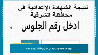 نتيجة الشهادة الاعدادية في الشرقية 2025 بالاسم فقط