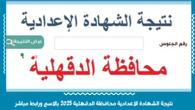 نتيجة الشهادة الاعدادية محافظة الدقهلية 2025 بالاسم ورابط مباشر
