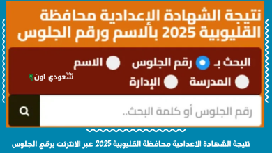 نتيجة الشهادة الاعدادية محافظة القليوبية 2025 عبر الانترنت برقم الجلوس