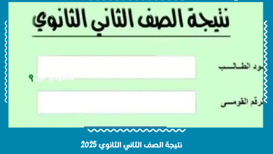 نتيجة الصف الثاني الثانوي 2025