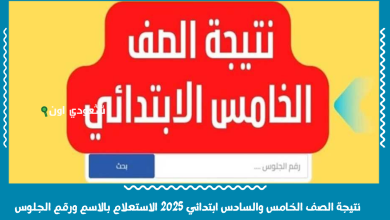 نتيجة الصف الخامس والسادس ابتدائي 2025 الاستعلام بالاسم ورقم الجلوس