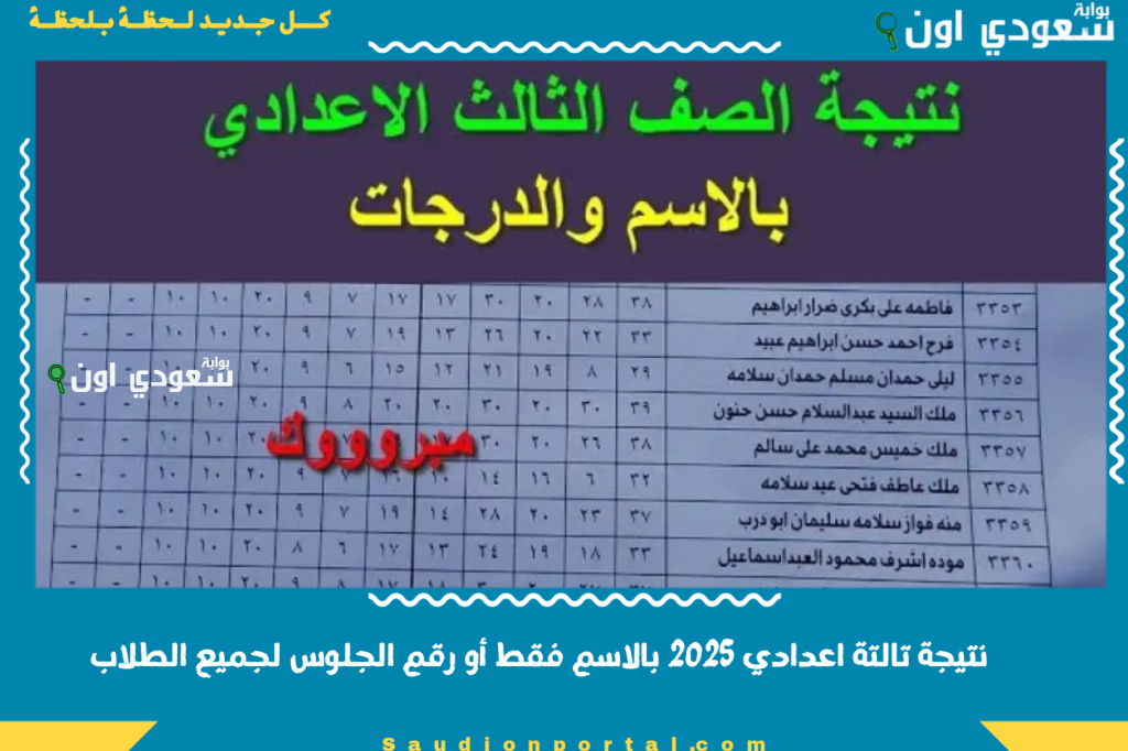 رابط جديد متحدث.. نتيجة تالتة اعدادي 2025 بالاسم فقط أو رقم الجلوس لجميع الطلاب