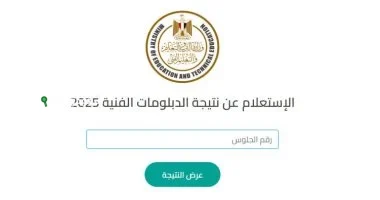 نتيجة دبلوم التجارة 2025 متاحة برقم الجلوس عبر بوابة التعليم الفني في مصر