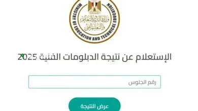 نتيجة الدبلومات الفنية 2025