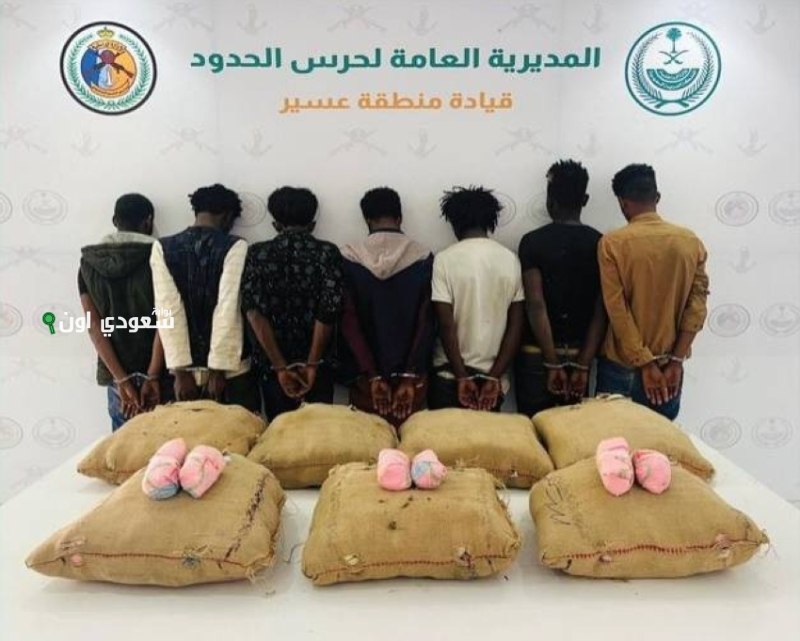 إلقاء القبض على 7 مهربين وبحوزتهم 140 كيلوجرام من القات
