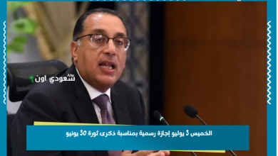 الخميس 3 يوليو إجازة رسمية بمناسبة ذكرى ثورة 30 يونيو