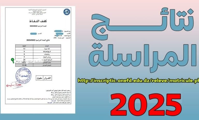نقاط المراسلة لامتحانات 2025
