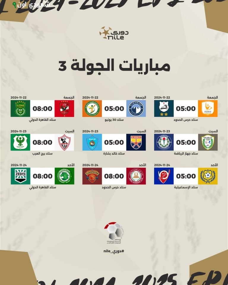 مباريات الجولة الثالثة من الدوري المصري