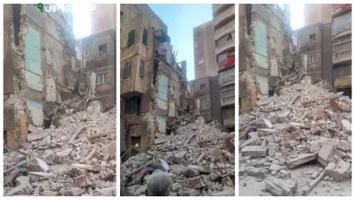 انهيار جزئي لعقار قديم في الجمرك بالإسكندرية
